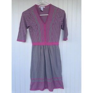 Design History Size XS Pink and Gray Stripe Y2K Style Dress, Stretchy Fabric
